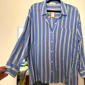 Striped button down blouse